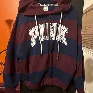 VS PINK Rugby style zip up hoodie